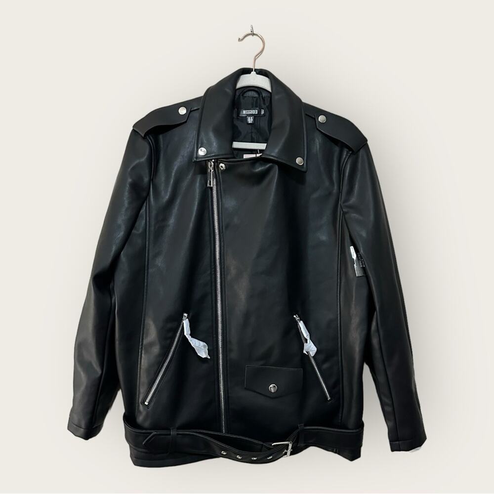 NWT | Missguided | Premium PU Biker Jacket | Black | Size 6